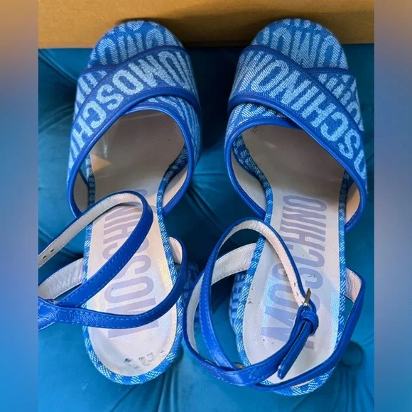 Moschino platform sandals size 38 blue denim